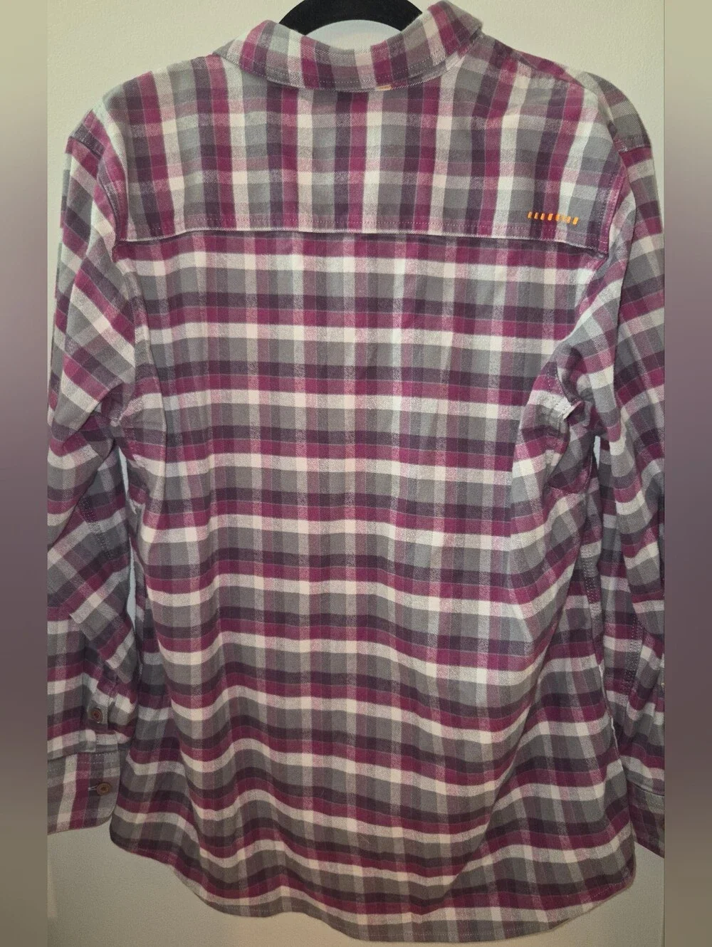 Ariat Rebar Plaid Work Shirt — Plum, Gray & White Size L